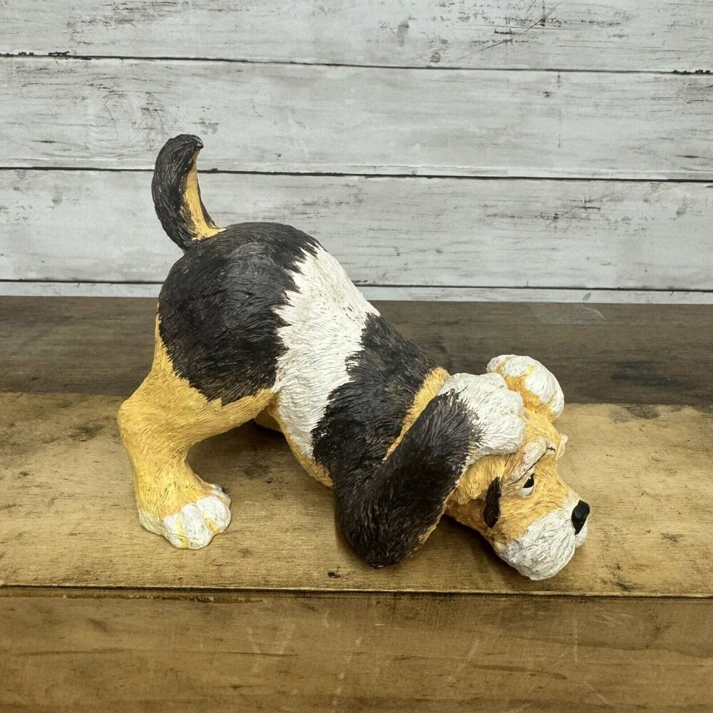 Vintage Brown Tan and White Fox Terrier Resin Figurine